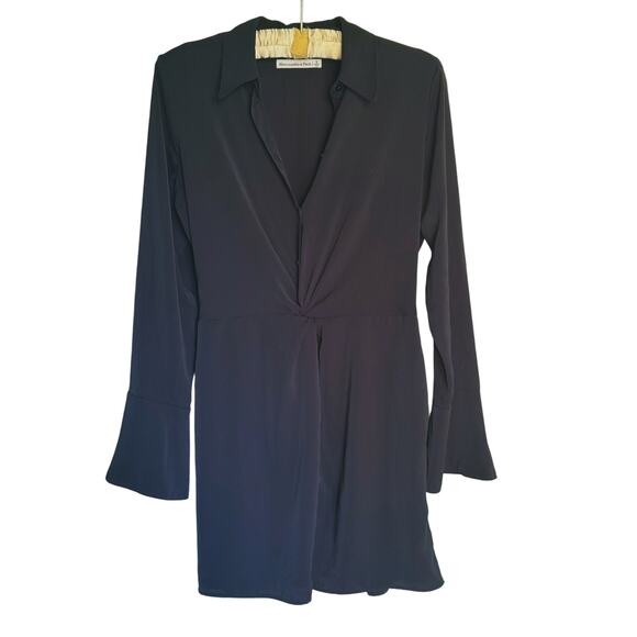 Abercrombie & Fitch Black Twist Front Button Up Shirt Dress Small Quiet Luxury - Picture 3 of 9